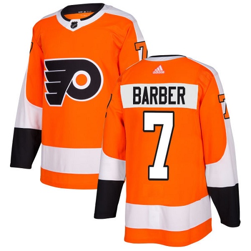 Adidas Men Philadelphia Flyers #7 Bill Barber Orange Home Authentic Stitched NHL Jersey